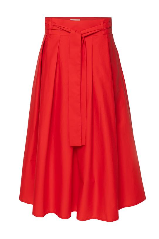 Bawełniana spódnica midi z zakładkami i szarfą - 4