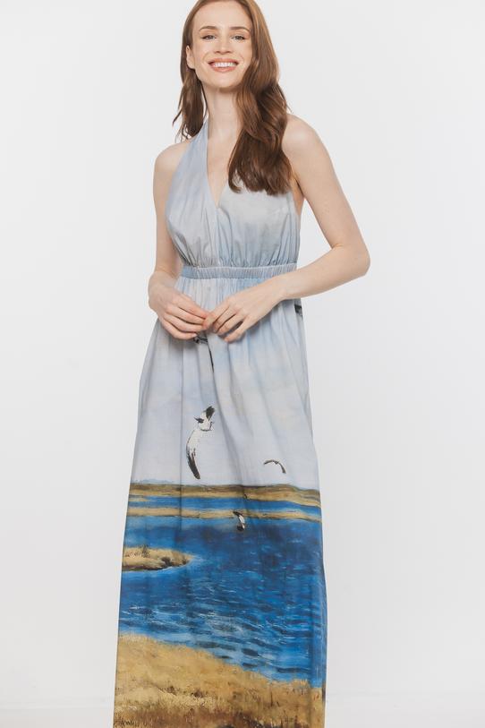 Cotton maxi dress with an open back - 2