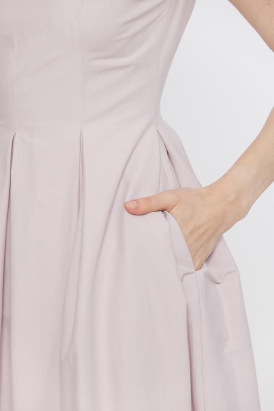 Bawełniana wizytowa sukienka z kontrafałdami w pastelowym kolorze - 5