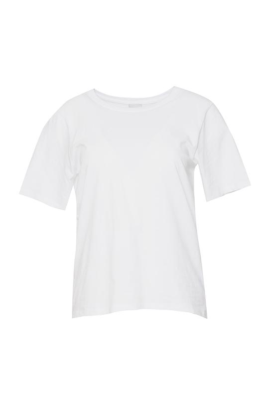 Bawełniany biały t-shirt z okrągłym dekoltem - 1