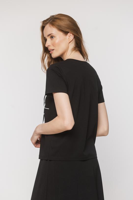 Bawełniany czarny t-shirt z krótkim rękawem - 3