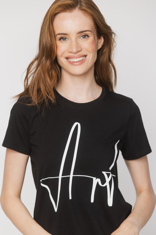 Bawełniany czarny t-shirt z krótkim rękawem - 4