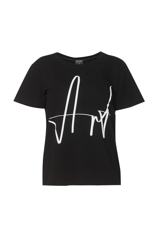 Bawełniany czarny t-shirt z krótkim rękawem - 1
