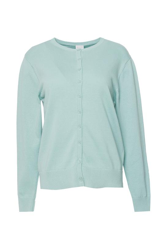 Bawełniany miętowy sweterek o prostym fasonie - 1