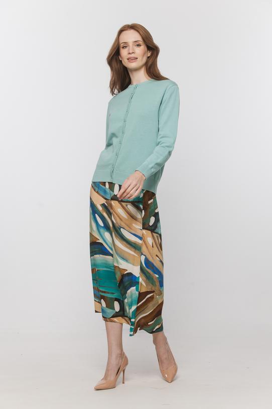 Wizualizacja Bawełniany miętowy sweterek o prostym fasonie