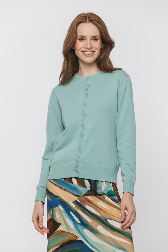 Bawełniany miętowy sweterek o prostym fasonie - 2
