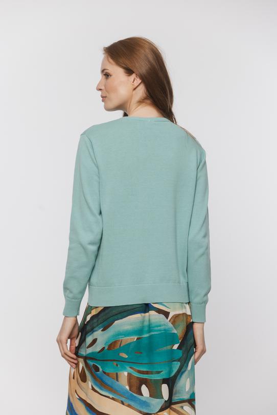 Bawełniany miętowy sweterek o prostym fasonie - 3