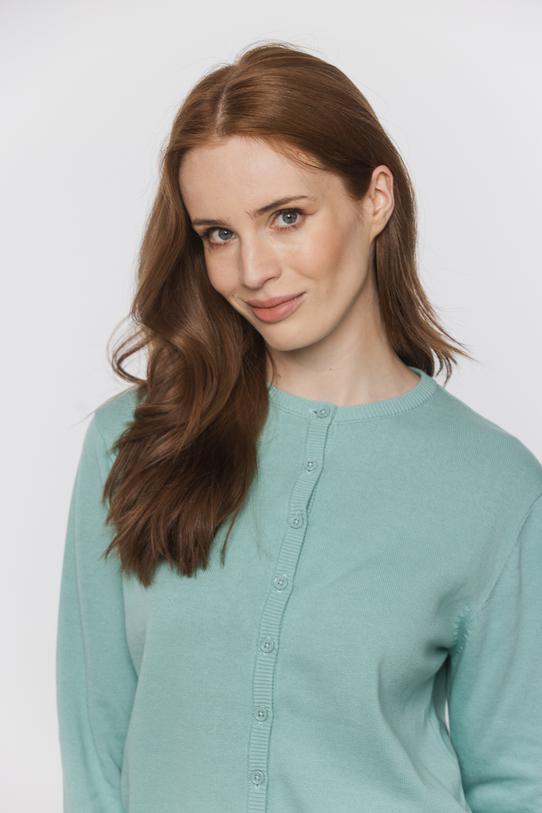 Bawełniany miętowy sweterek o prostym fasonie - 4