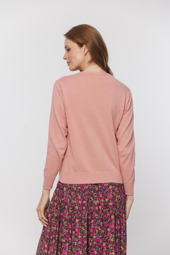 Bawełniany różowy sweterek o prostym fasonie - 3