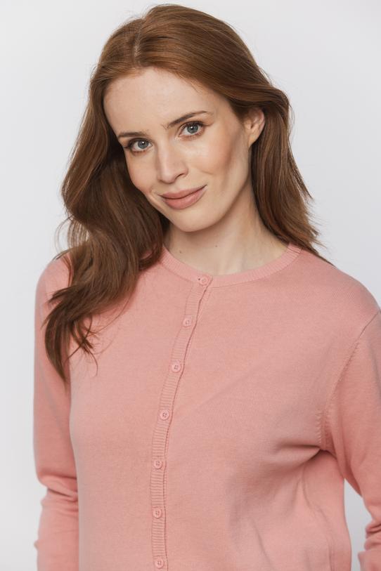 Bawełniany różowy sweterek o prostym fasonie - 4