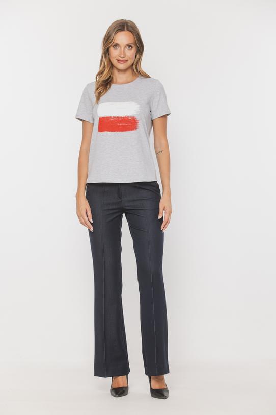 Bawełniany szary t-shirt z polską flagą - 1