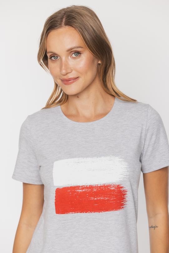 Bawełniany szary t-shirt z polską flagą - 2
