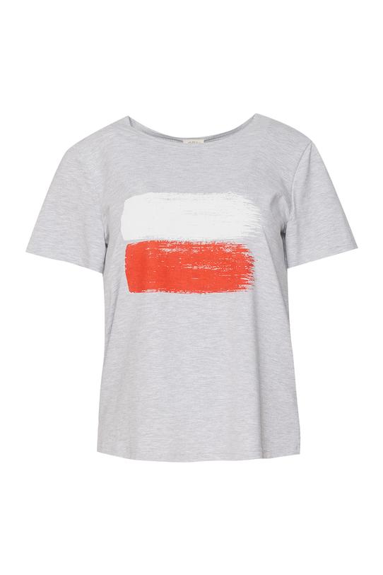 Bawełniany szary t-shirt z polską flagą - 1