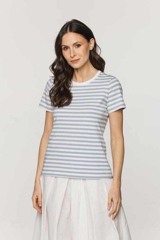 Bawełniany t-shirt w biało-błękitne paski