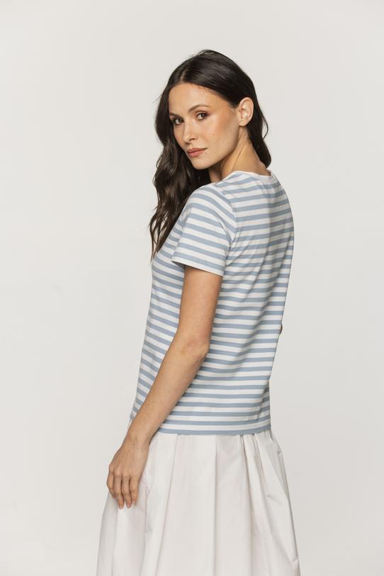 Bawełniany t-shirt w biało-błękitne paski