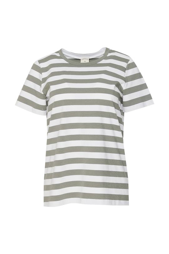 Bawełniany t-shirt w zielone paski - 1