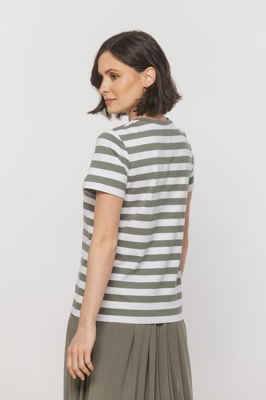 Bawełniany t-shirt w zielone paski - 4