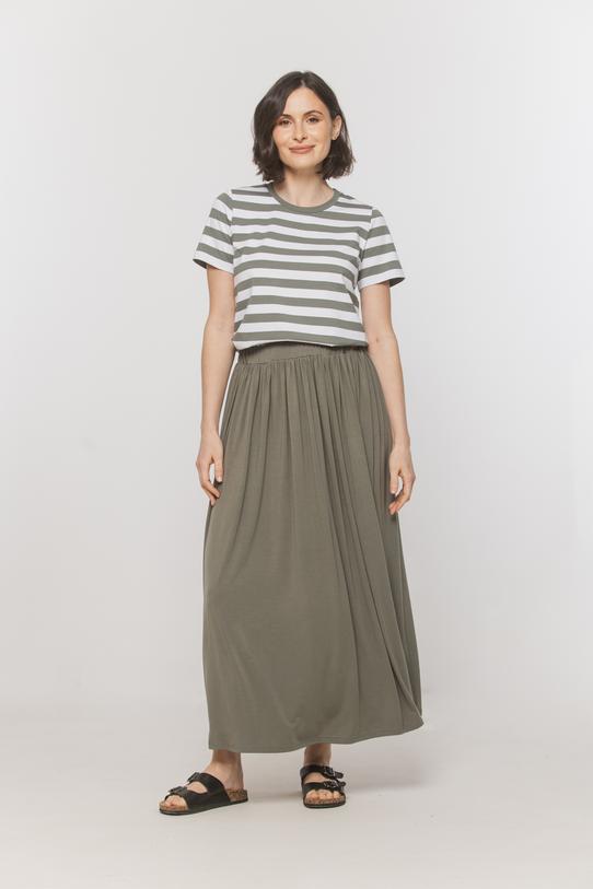 Bawełniany t-shirt w zielone paski - 2