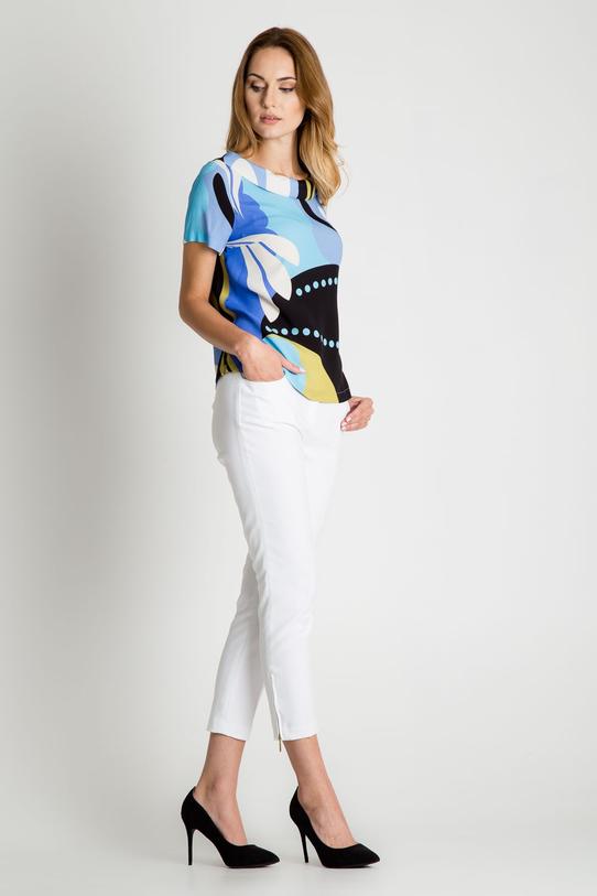 Pudełkowa bluzka we wzory z krótkim rękawem - 3