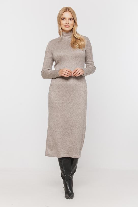 Wizualizacja Beżowa ciepła sukienka midi z golfem