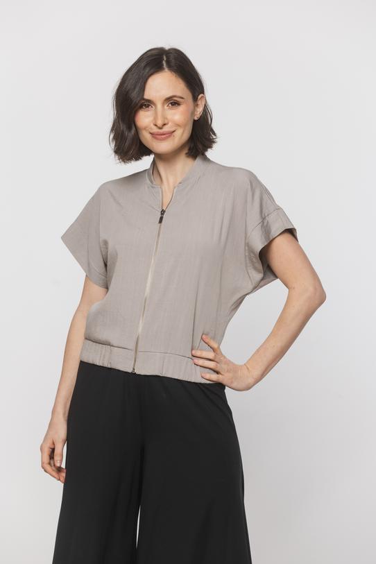 Beżowa kamizelka o kroju bomberki - 2