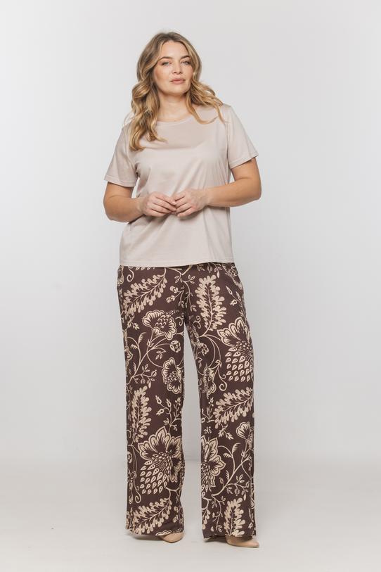 Wizualizacja Beżowa modalowa bluzka z okrągłym dekoltem