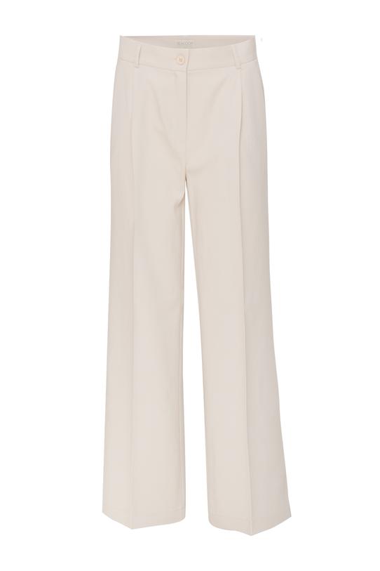 Beżowe letnie spodnie garniturowe z przewiewnej tkaniny - 1