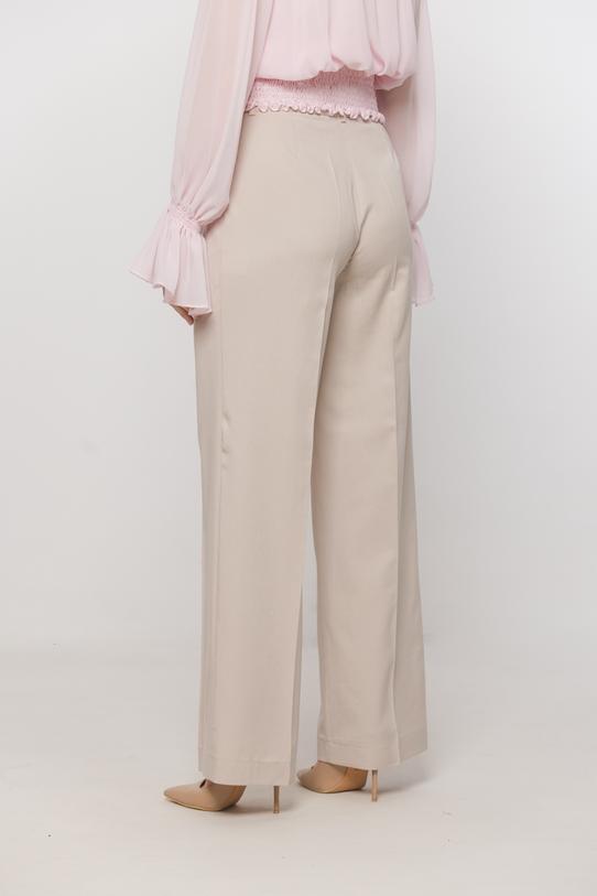 Beżowe letnie spodnie garniturowe z przewiewnej tkaniny - 3