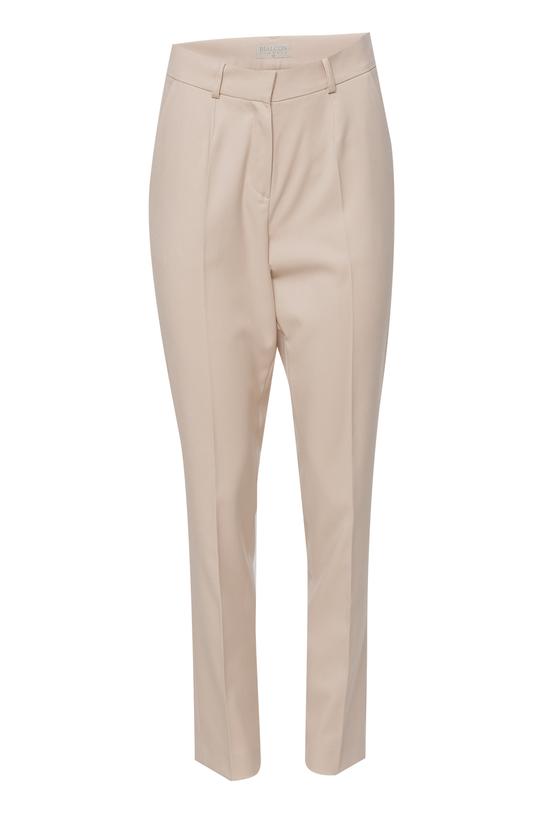 Beżowe spodnie w kant o klasycznym kroju - 1