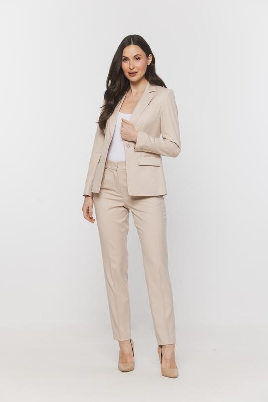 Wizualizacja Beżowe spodnie w kant o klasycznym kroju