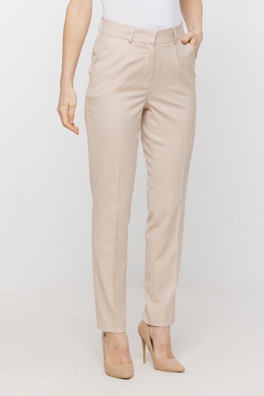 Beżowe spodnie w kant o klasycznym kroju - 2