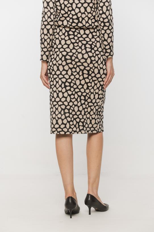 Beżowo-czarna dzianinowa spódnica za kolano - 3