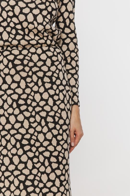 Beżowo-czarna dzianinowa spódnica za kolano - 4