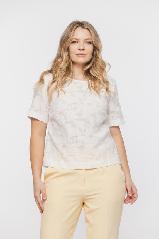 Biała ażurowa bluzka o pudełkowym kroju - 2