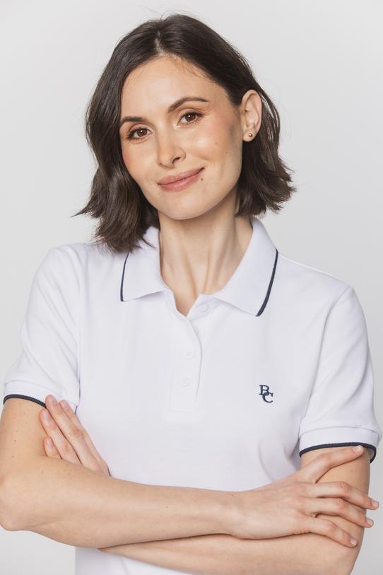 Biała damska koszulka polo z bawełny - 4