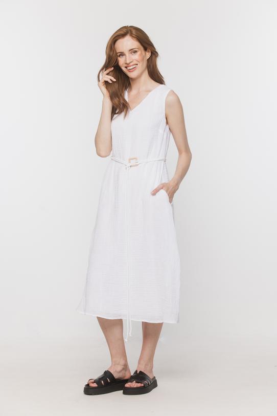 Wizualizacja Biała muślinowa sukienka bez rękawa