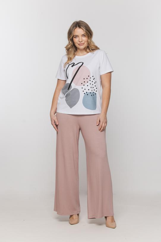 Wizualizacja Biały bawełniany t-shirt z kolorowym nadrukiem