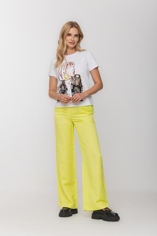 Wizualizacja Biały bawełniany t-shirt z kontrastowym printem