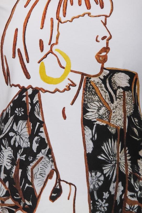 Biały bawełniany t-shirt z kontrastowym printem - 5