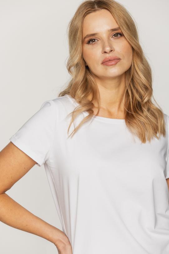 Biały bawełniany t-shirt z wywijanym rękawem