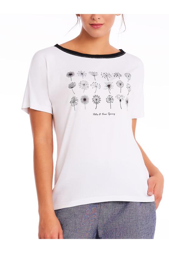 Biały T-shirt z czerwonymi kryształkami - 2