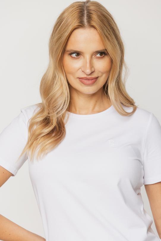 Biały t-shirt z subtelnym haftem logo BC - 3