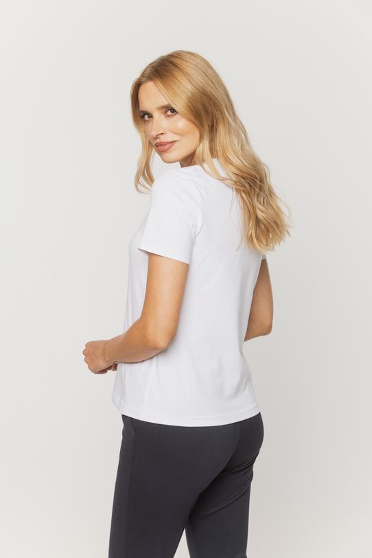 Biały t-shirt z subtelnym haftem logo BC - 4