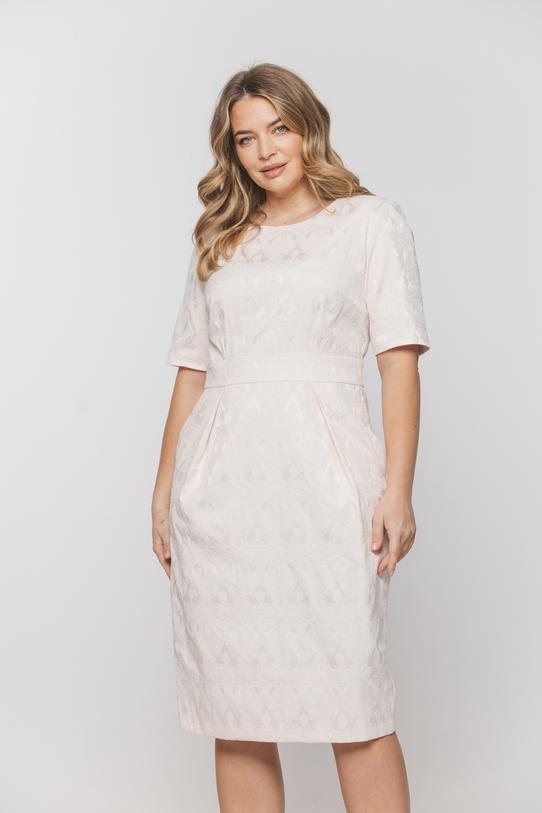 Bladoróżowa wizytowa sukienka z krótkim rękawem - 2