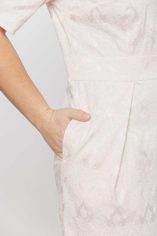 Bladoróżowa wizytowa sukienka z krótkim rękawem - 5