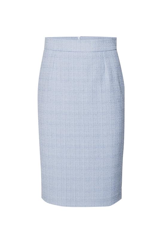 Błękitna spódnica z tkaniny boucle
