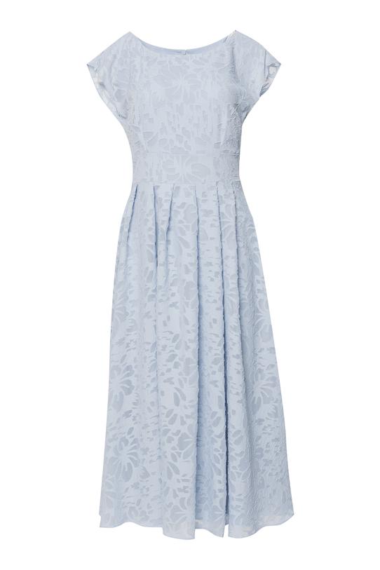 Błękitna sukienka midi ze strukturalnej tkaniny - 1