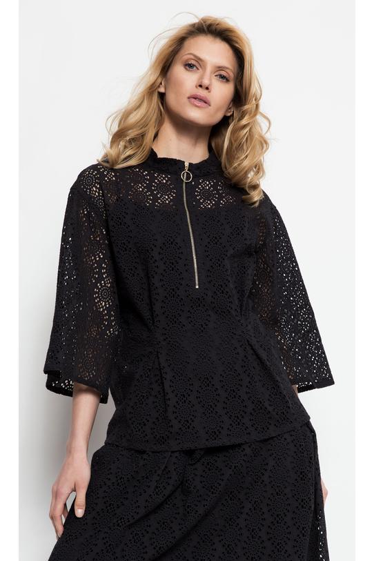 Bawełniana bluzka ze złotym suwakiem - 1