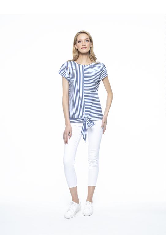 Bluzka w paski z metalowymi oczkami - 1