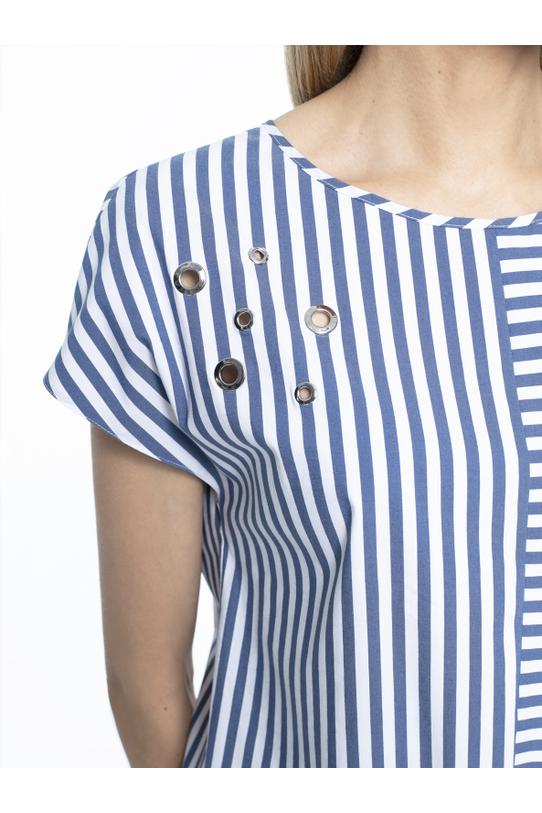 Bluzka w paski z metalowymi oczkami - 2